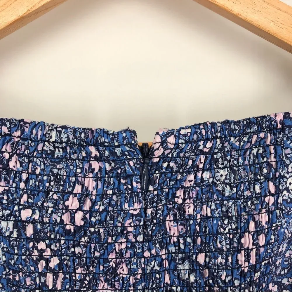 J. Crew Liberty Fabric Sweetheart Long Sleeve Mini Dress Blue Size‎ 4